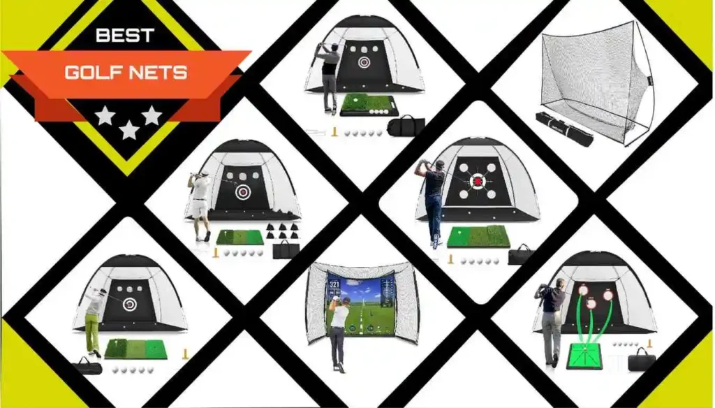 A collection of the best golf hitting nets for home practice, featuring durable designs and essential accessories for improving your golf swing.