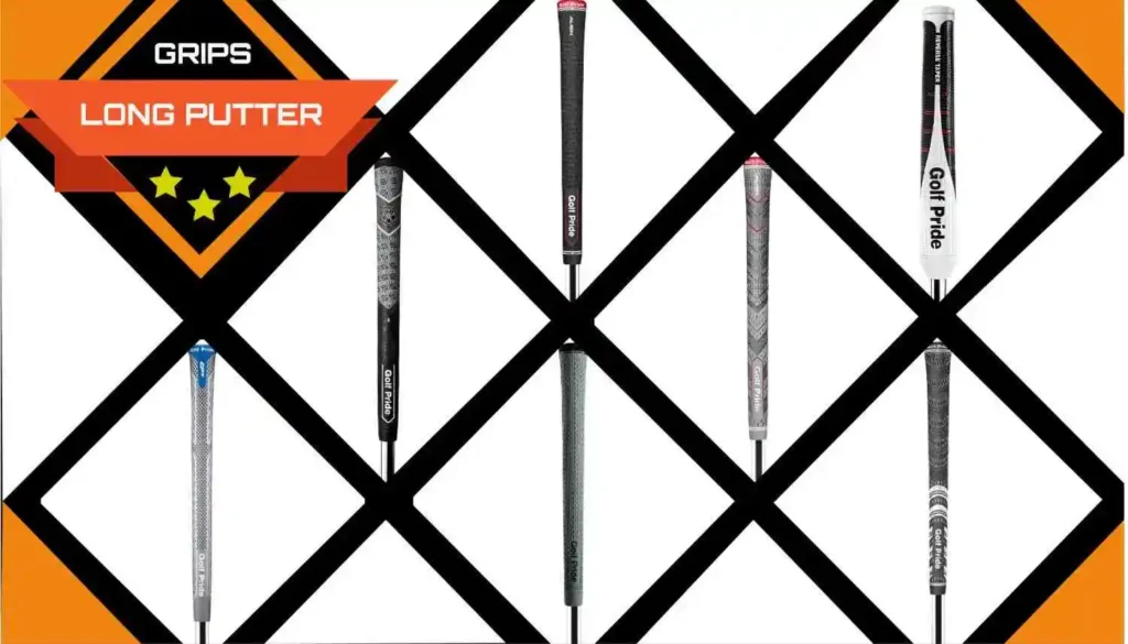 A variety of long putter grips from Golf Pride in different styles and designs.