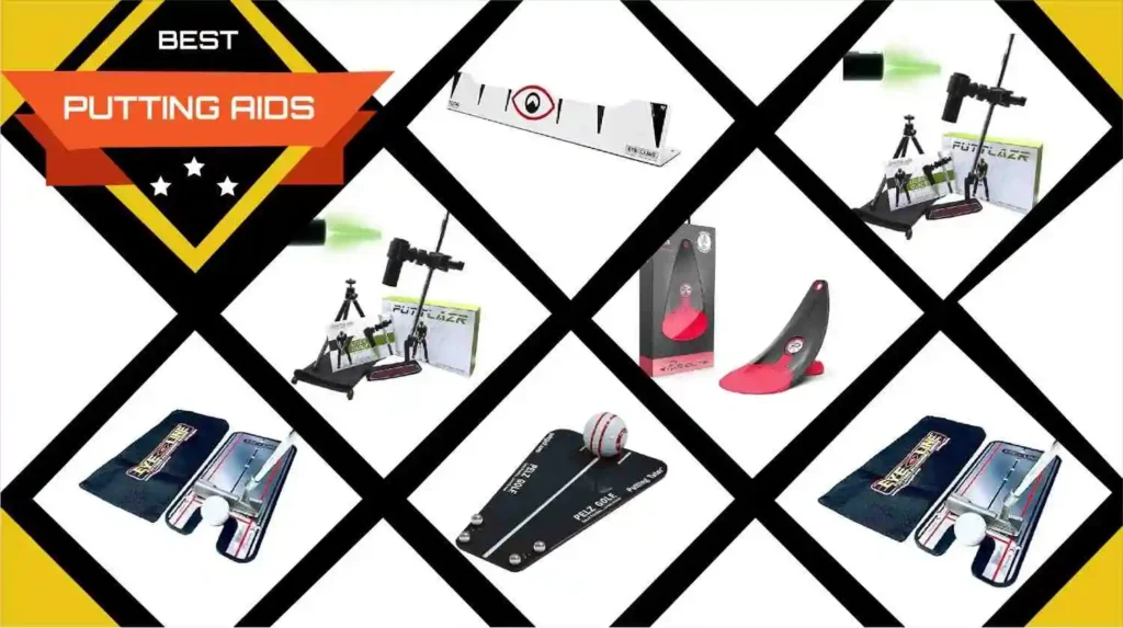 Collage of top golf tools showcasing the best putting aids for perfecting putting skills.