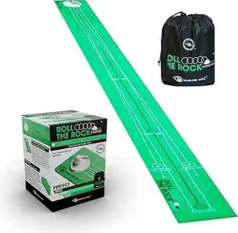 Eyeline Golf Roll the Rock Putting Mat with carry bag and packaging box.